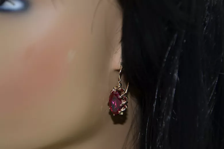Russische Sowjetische Rose Pink 14k 585 Gold Ohrringe vec039 Alexandrit Rubin Smaragd Saphir ...
