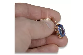 Ruso soviético rosa rosa 14k 585 pendientes de oro vec039 alejandrita rubí esmeralda zafiro ...