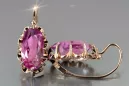 Vintage rose pink 14k 585 gold earrings vec039 alexandrite ruby emerald sapphire ...