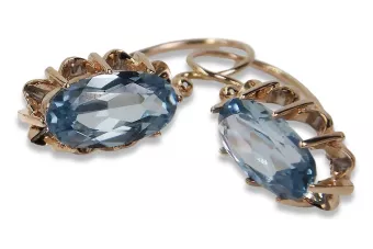 Vintage auskarai iš 14k 585 rožinio aukso vec039 aleksandritas rubinas emeraldas safiras ...