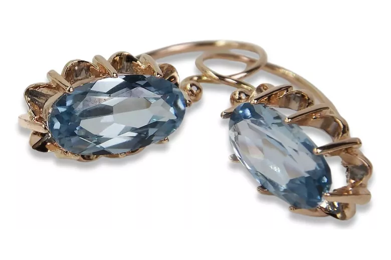 Vintage auskarai iš 14k 585 rožinio aukso vec039 aleksandritas rubinas emeraldas safiras ...