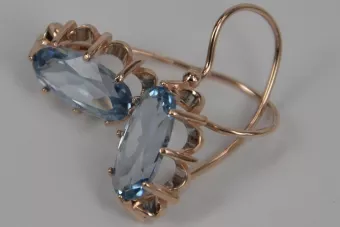 Vintage kolczyki z 14k 585 różowego złota vec039 aleksandryt rubin szmaragd szafir ...