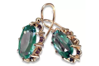 Boucles d’oreilles en or rose soviétique russe 14k 585 vec039 alexandrite rubis émeraude saphir ...