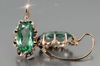 Rus sovietic trandafir roz 14k 585 cercei de aur vec039 alexandrit rubin smarald safir ...