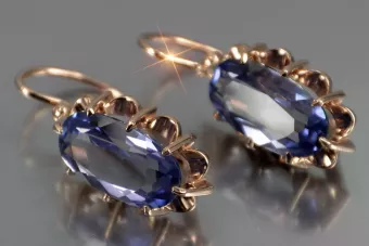 Vintage rose pink 14k 585 gold earrings vec039 alexandrite ruby emerald sapphire ...