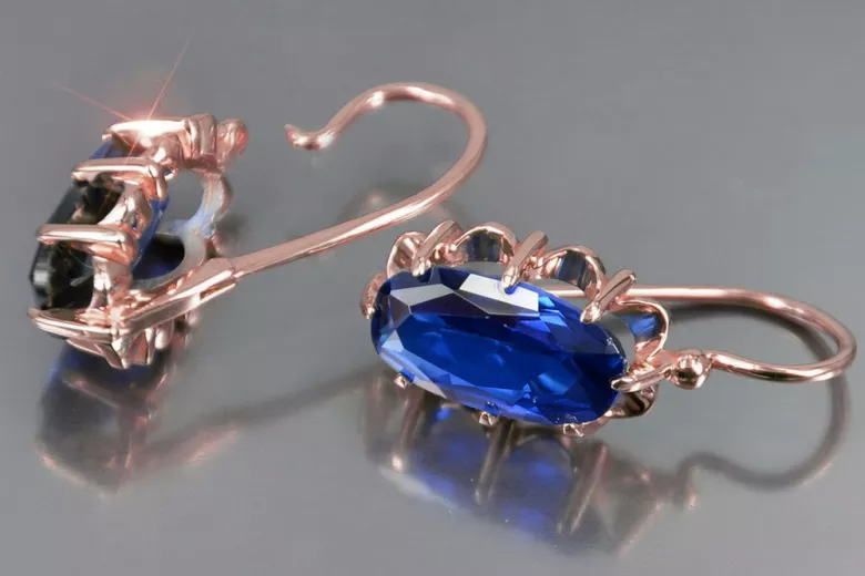 Russische Sowjetische Rose Pink 14k 585 Gold Ohrringe vec039 Alexandrit Rubin Smaragd Saphir ...
