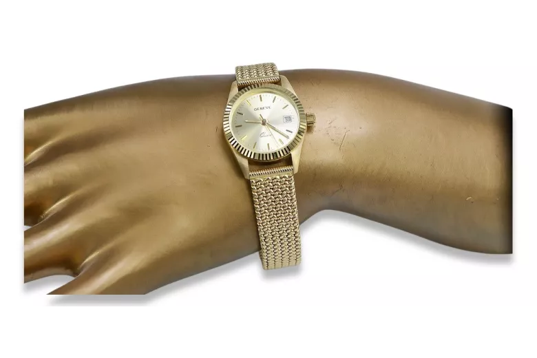 Amarillo 14k 585 reloj de pulsera de oro Geneve reloj lw020ydy
