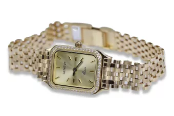 Желтые 14k 585 золотые наручные часы Lady Geneve lw055y&lbw006y