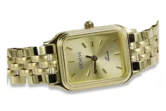 Желтые 14k 585 золотые наручные часы Lady Geneve lw023y&lbw008y