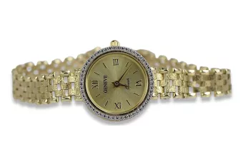 Prześliczny 14k 585 złoty damski zegarek Geneve lw039y