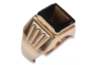 Russian rose Soviet Vintage Antique gold jewelry man's Onyx ring signet jewelry