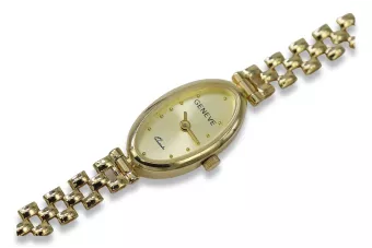 Италиански жълт 14k злато 585 дама Geneve часовник lw033y