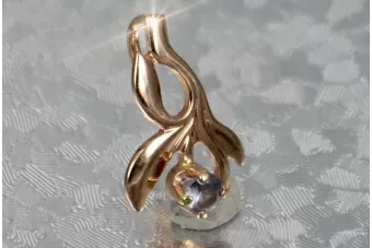 Russische sowjetische Rose 14k 585 Gold Alexandrit Rubin Smaragd Saphir Zirkon ... Anhänger vpc002