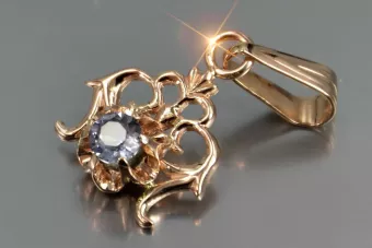 Russische sowjetische Rose 14k 585 Gold Alexandrit Rubin Smaragd Saphir Zirkon ... Anhänger vpc004