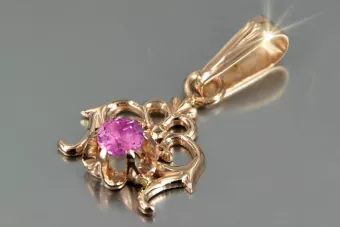 Ruso soviético rosa 14k 585 oro alejandrita rubí esmeralda zafiro zircón ... Colgante VPC004