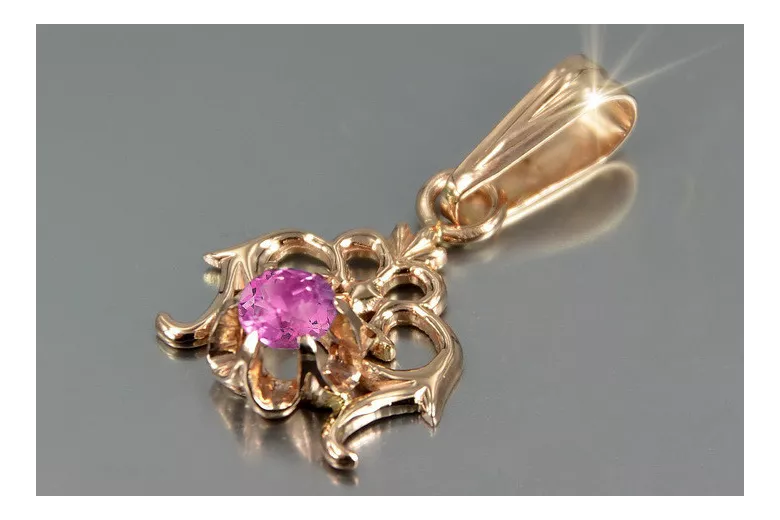 Russische sowjetische Rose 14k 585 Gold Alexandrit Rubin Smaragd Saphir Zirkon ... Anhänger vpc004