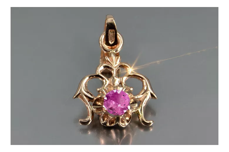 Russische sowjetische Rose 14k 585 Gold Alexandrit Rubin Smaragd Saphir Zirkon ... Anhänger vpc004
