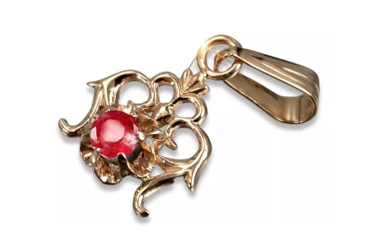 Russische sowjetische Rose 14k 585 Gold Alexandrit Rubin Smaragd Saphir Zirkon ... Anhänger vpc004