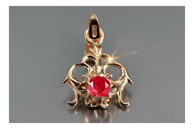 Russische sowjetische Rose 14k 585 Gold Alexandrit Rubin Smaragd Saphir Zirkon ... Anhänger vpc004