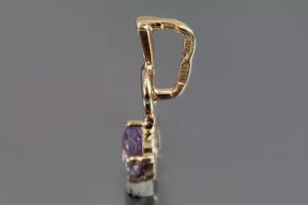 Russische sowjetische Rose 14k 585 Gold Alexandrit Rubin Smaragd Saphir Zirkon ... Anhänger vpc005