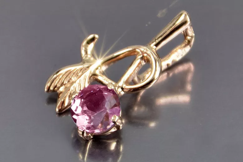 Russische sowjetische Rose 14k 585 Gold Alexandrit Rubin Smaragd Saphir Zirkon ... Anhänger vpc005