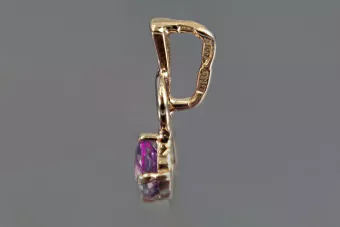 Russische sowjetische Rose 14k 585 Gold Alexandrit Rubin Smaragd Saphir Zirkon ... Anhänger vpc005