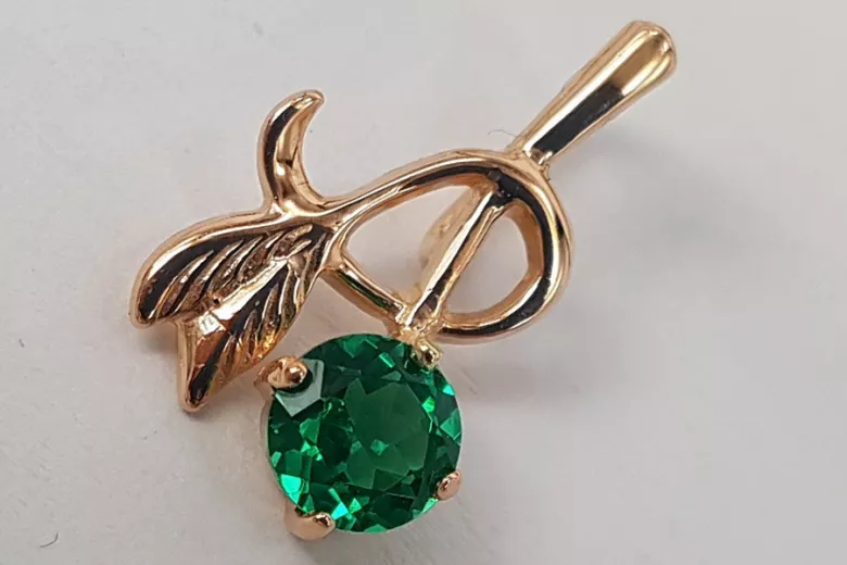 Russische sowjetische Rose 14k 585 Gold Alexandrit Rubin Smaragd Saphir Zirkon ... Anhänger vpc005