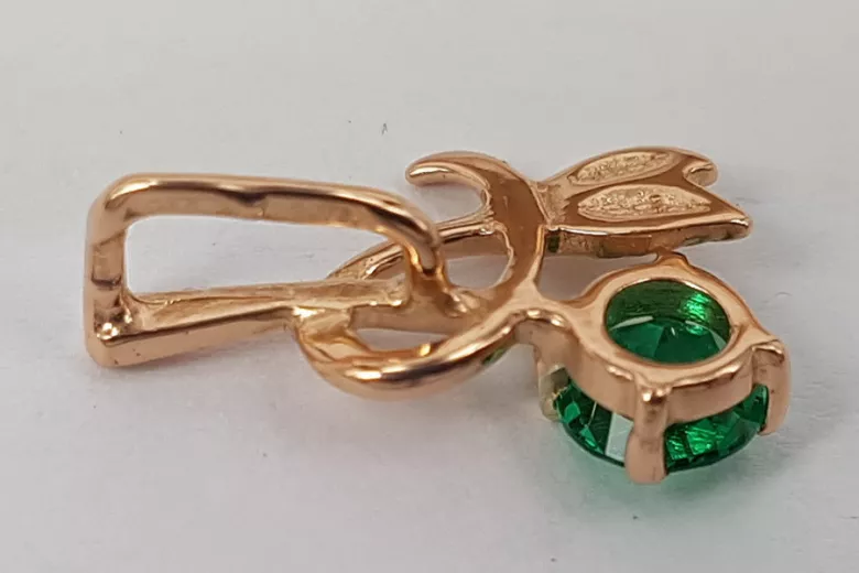 Russische sowjetische Rose 14k 585 Gold Alexandrit Rubin Smaragd Saphir Zirkon ... Anhänger vpc005