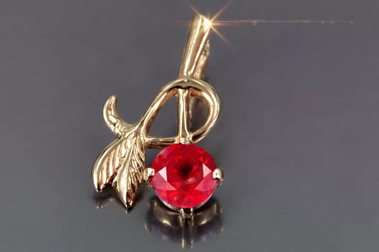 Russische sowjetische Rose 14k 585 Gold Alexandrit Rubin Smaragd Saphir Zirkon ... Anhänger vpc005