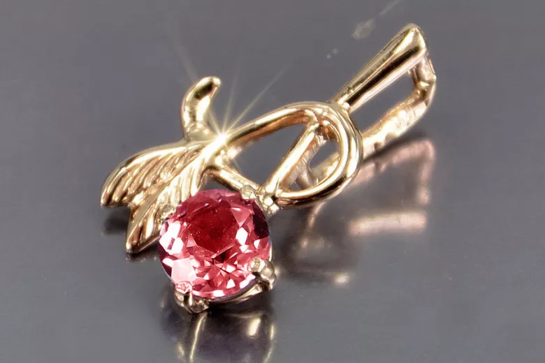 Russische sowjetische Rose 14k 585 Gold Alexandrit Rubin Smaragd Saphir Zirkon ... Anhänger vpc005
