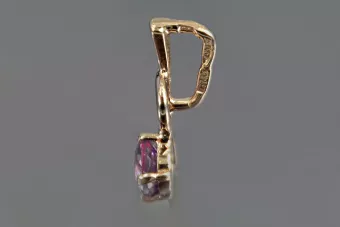 Russische sowjetische Rose 14k 585 Gold Alexandrit Rubin Smaragd Saphir Zirkon ... Anhänger vpc005