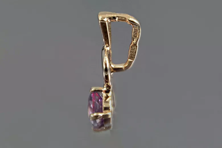 Russische sowjetische Rose 14k 585 Gold Alexandrit Rubin Smaragd Saphir Zirkon ... Anhänger vpc005