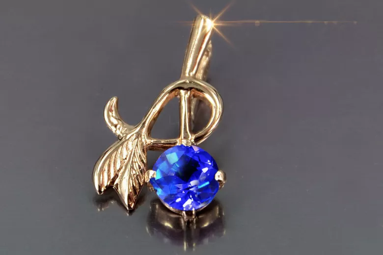 Russische sowjetische Rose 14k 585 Gold Alexandrit Rubin Smaragd Saphir Zirkon ... Anhänger vpc005