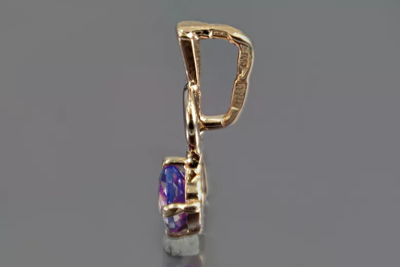 Russische sowjetische Rose 14k 585 Gold Alexandrit Rubin Smaragd Saphir Zirkon ... Anhänger vpc005