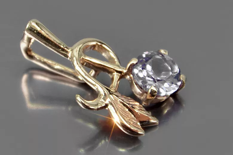 Russische sowjetische Rose 14k 585 Gold Alexandrit Rubin Smaragd Saphir Zirkon ... Anhänger vpc005