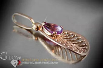 Russische sowjetische Rose 14k 585 Gold Alexandrit Rubin Smaragd Saphir Zirkon ... Anhänger vpc010