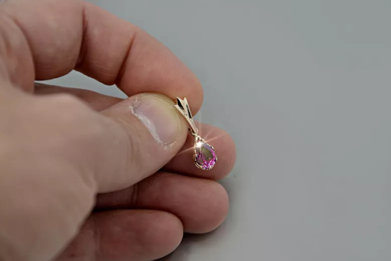 Ruso soviético rosa 14k 585 oro alejandrita rubí esmeralda zafiro zircón ... Colgante VPC012