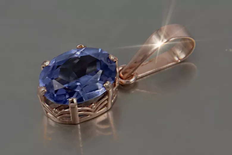 Russische sowjetische Rose 14k 585 Gold Alexandrit Rubin Smaragd Saphir Zirkon ... Anhänger vpc015