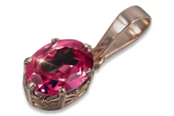 Russische sowjetische Rose 14k 585 Gold Alexandrit Rubin Smaragd Saphir Zirkon ... Anhänger vpc015