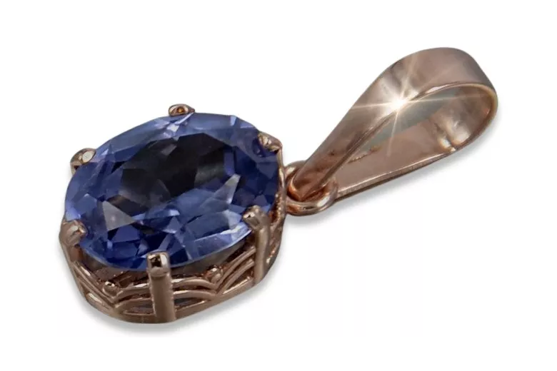 Russische sowjetische Rose 14k 585 Gold Alexandrit Rubin Smaragd Saphir Zirkon ... Anhänger vpc015