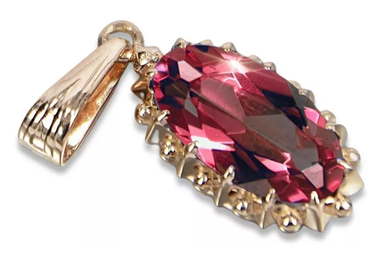 Russische sowjetische Rose 14k 585 Gold Alexandrit Rubin Smaragd Saphir Zirkon ... Anhänger vpc016