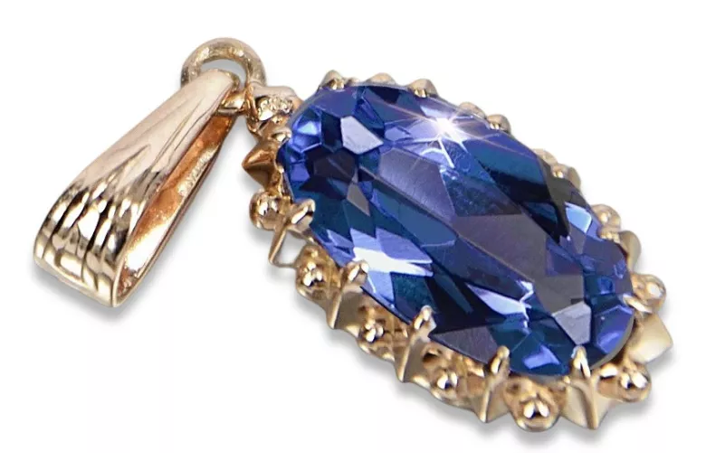 Russische sowjetische Rose 14k 585 Gold Alexandrit Rubin Smaragd Saphir Zirkon ... Anhänger vpc016