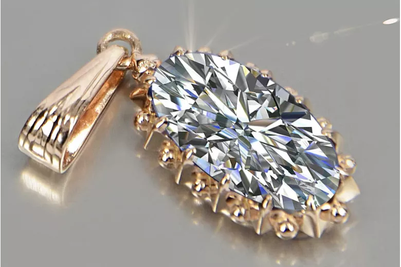 Russische sowjetische Rose 14k 585 Gold Alexandrit Rubin Smaragd Saphir Zirkon ... Anhänger vpc016