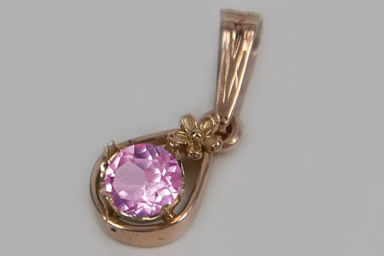 Ruso soviético rosa 14k 585 oro alejandrita rubí esmeralda zafiro zircón ... Colgante VPC017