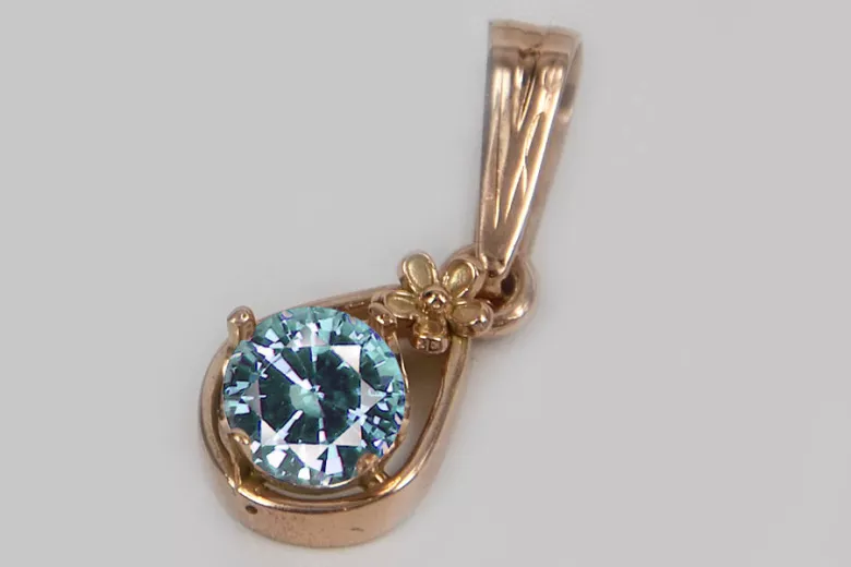 Russische sowjetische Rose 14k 585 Gold Alexandrit Rubin Smaragd Saphir Zirkon ... Anhänger vpc017