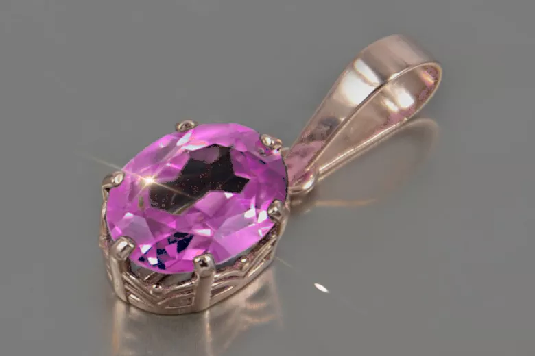 Ruso soviético oro rosa chapado plata 925 alejandrita rubí esmeralda zafiro zircón ... Colgante VPC015RP