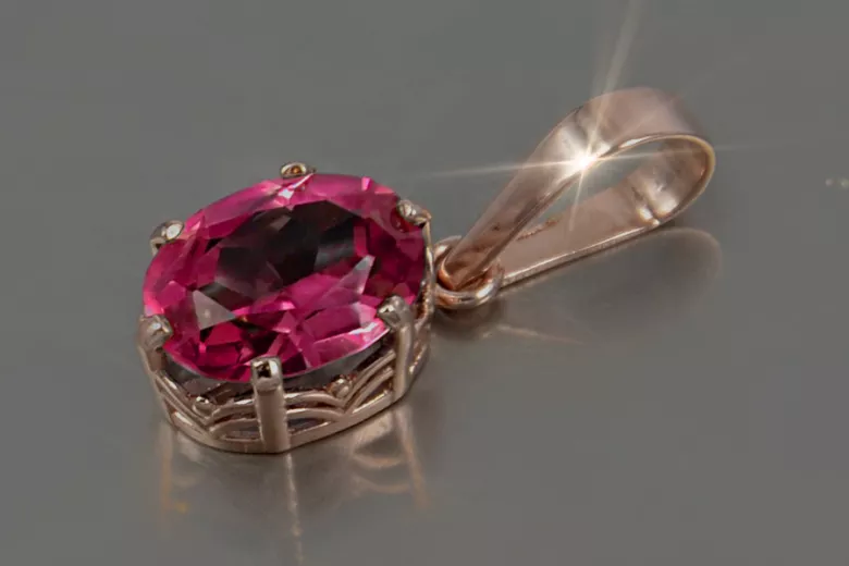 Russische sowjetische rosévergoldetes Silber 925 Alexandrit Rubin Smaragd Saphir Zirkon ... Anhänger vpc015rp