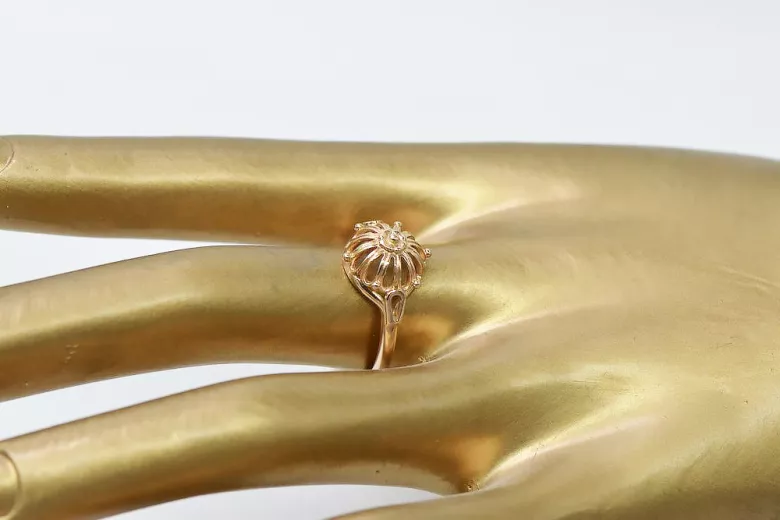 Radziecki 14k 585 złoty Rosyjski pierścionek z różowego złota vrn179