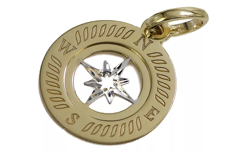 Złota zawieszka 14k 585 włoski styl kompas cpn032yw