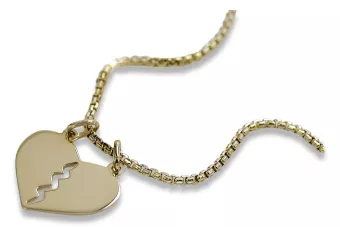 Итальянский кулон с сердцем для любителей золота 14k со змеиной цепочкой cpn031y&cc078yw